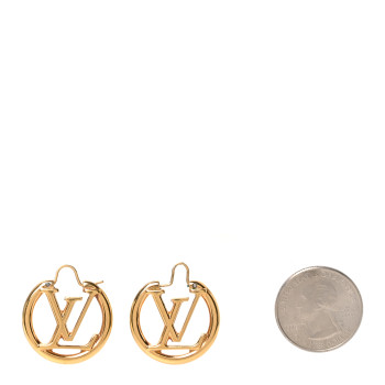 LOUIS VUITTON Metal Small Louise Hoop Earrings Gold
