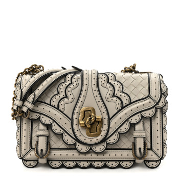 BOTTEGA VENETA French Calfskin Intrecciato Wingtip City Knot Bag Light Grey
