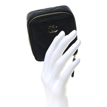 CHANEL Caviar Quilted Jewelry Travel Case Black