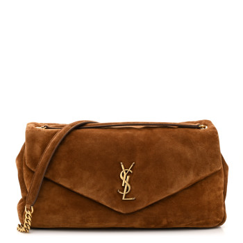 SAINT LAURENT Suede Large Calypso Caramel Cognac