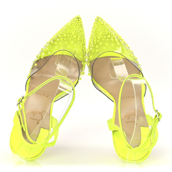 CHRISTIAN LOUBOUTIN PVC Fluo Mat Spikaqueen 100 Pumps 37.5 Version Yellow Fluo
