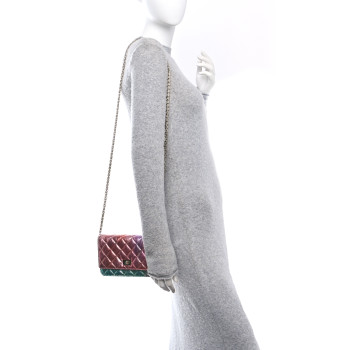 CHANEL Metallic Goatskin Quilted 2.55 Reissue Wallet on Chain WOC Multicolor