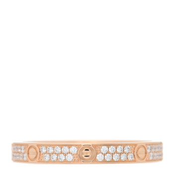 CARTIER 18K Pink Gold Diamond 2.6mm LOVE Paved Band Ring 52 6