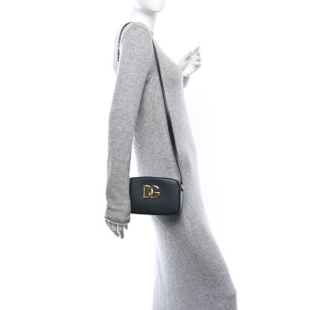 DOLCE & GABBANA DOLCE GABBANA Calfskin Camera Crossbody Bag Black