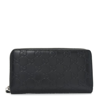 GUCCI Guccissima Signature Zip Around Organizer Wallet Black