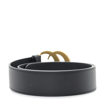 GUCCI Moon Calfskin Pearl Double G 40mm Belt 80 32 Black Cream
