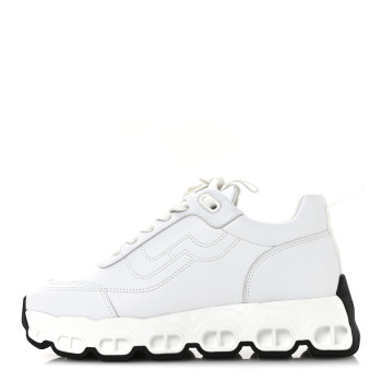 HERMES Parachute Fabric Calfskin Impulse Sneakers 37.5 White