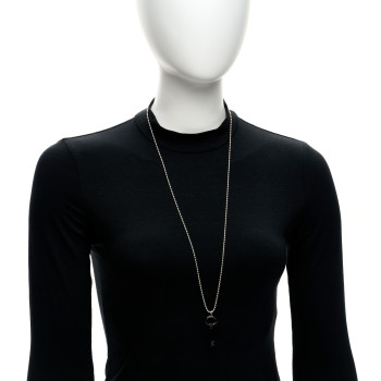 TIFFANY Sterling Silver Black Titanium Key Pendant Bead Chain Necklace