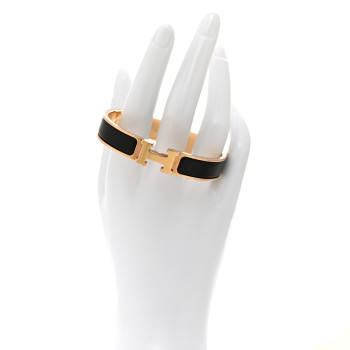 HERMES Enamel Narrow Clic Clac H Bracelet PM Black
