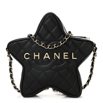 CHANEL Lambskin Quilted Walk of Fame Star Bag Black
