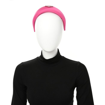 PRADA Re-Nylon Metal Triangle Logo Headband Fuxia