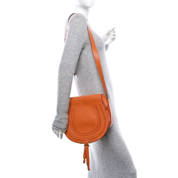 CHLOE Calfskin Medium Marcie Round Crossbody Bag Indian Summer