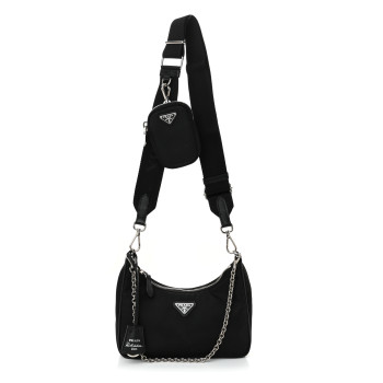 PRADA Nylon Re-Edition 2005 Shoulder Bag Black