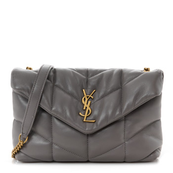 SAINT LAURENT Lambskin Quilted Toy Loulou Puffer Monogram Chain Satchel Fog