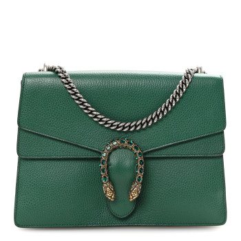 GUCCI Dollar Calfskin Crystal Medium Dionysus Shoulder Bag Emerald