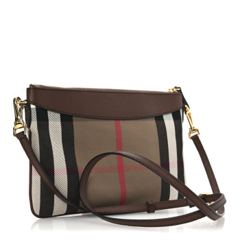 BURBERRY Horseferry Check Peyton Crossbody Clutch Bag Brown