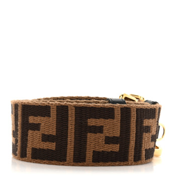 FENDI Ribbon Vitello Century FF 1974 Flat Studded Strap You Fango Marrone Ebano