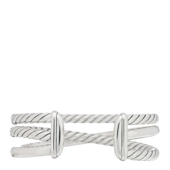 DAVID YURMAN Sterling Silver 14K Yellow Gold 19mm Bold Three Row Crossover Cuff Bracelet