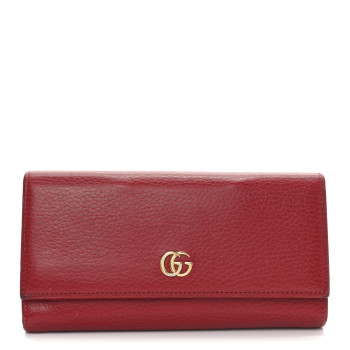 GUCCI Dollar Calfskin Petite GG Marmont Wallet Hibiscus Red