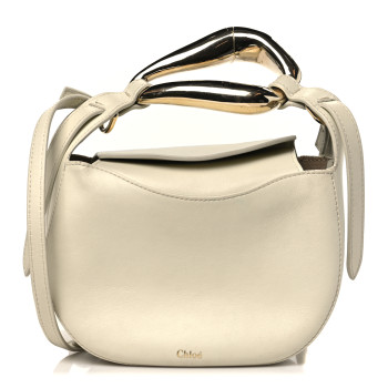 CHLOE Small Grain Calfskin Kiss Bag Natural White