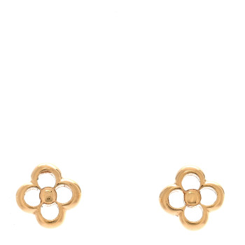 LOUIS VUITTON Brass Flower Full Stud Earrings Gold