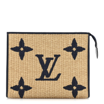 LOUIS VUITTON Raffia Calfskin Monogram Giant Toiletry Pouch 26 Blue