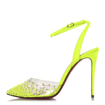 CHRISTIAN LOUBOUTIN PVC Fluo Mat Spikaqueen 100 Pumps 37.5 Version Yellow Fluo