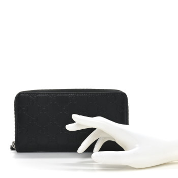 GUCCI Guccissima Signature Zip Around Organizer Wallet Black