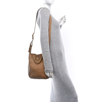 CHANEL Calfskin Stitched Easy Mood Hobo Beige