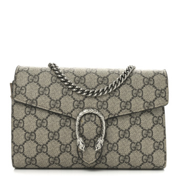 GUCCI GG Supreme Monogram Mini Dionysus Chain Wallet Beige Taupe