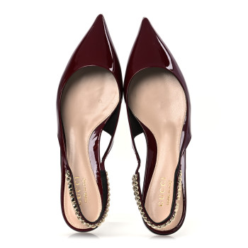 GUCCI Patent Signoria Ballet Slingback Ballet Flat 38 Rosso Ancora