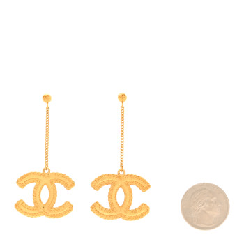 CHANEL CC Drop Earrings Matte Gold