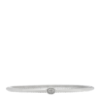 DAVID YURMAN Sterling Silver Diamond 3mm Oval Cable Bangle Bracelet