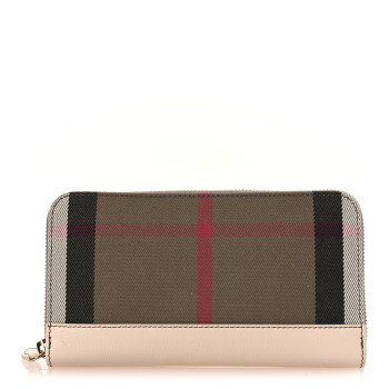 BURBERRY House Check Large Ziggy Zip Around Wallet Pale Cameo