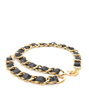 CHANEL Lambskin Chain CC Medallion Belt Belt Black Gold
