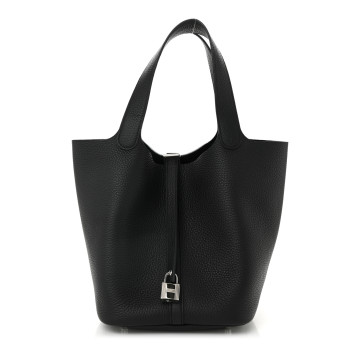 HERMES Taurillon Clemence Picotin Lock 22 MM Black