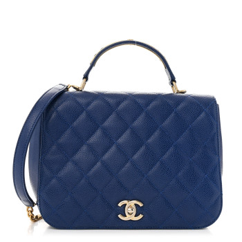 CHANEL Caviar Large Carry Around Flap Bag Blue