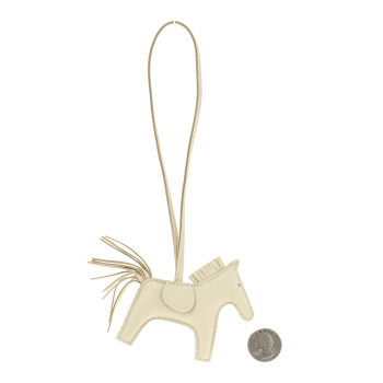HERMES Milo Lambskin Grigri Rodeo Horse Bag Charm PM Nata