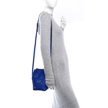 SALVATORE FERRAGAMO Grained Calfskin Mini Gancino Bucket Bag Bluette