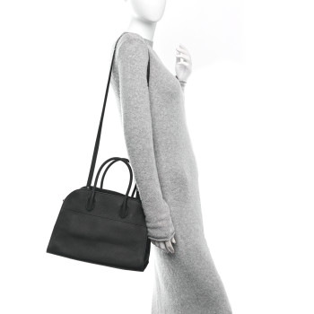 THE ROW Matte Grained Calfskin Soft Margaux 12 Black