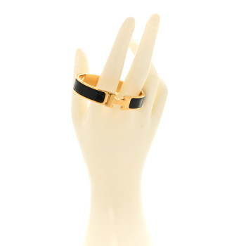 HERMES Enamel Narrow Clic Clac H Bracelet PM Black