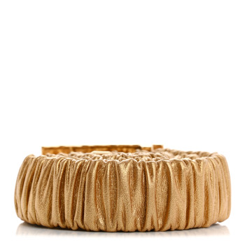 CHANEL Metallic Lambskin Ruched Logo Belt 75 30 Gold