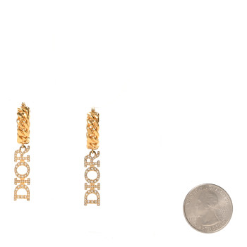 CHRISTIAN DIOR Crystal Dio(r)evolution Logo Hoop Drop Earrings Gold