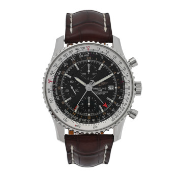 BREITLING Stainless Steel Alligator 46mm Navitimer 1884 Limited Edition Chronograph Automatic Watch Black A24322