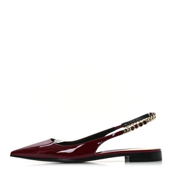 GUCCI Patent Signoria Ballet Slingback Ballet Flat 38 Rosso Ancora
