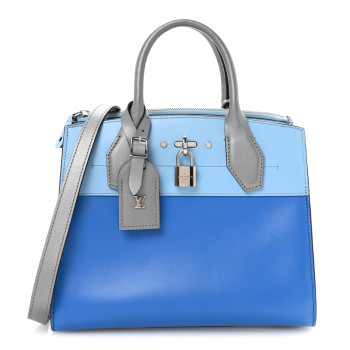 LOUIS VUITTON Calfskin City Steamer PM Silver Blue