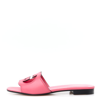 GUCCI Cosmos Softy Calfskin Interlocking G Cut Out Slide Sandals 38 Rhodamine Pink
