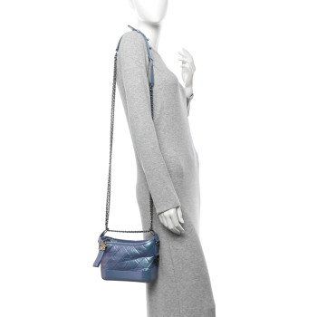 CHANEL Iridescent Aged Calfskin Quilted Small Gabrielle Hobo Blue
