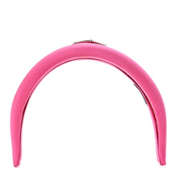 PRADA Re-Nylon Metal Triangle Logo Headband Fuxia