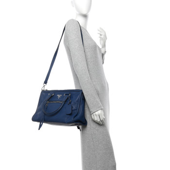 PRADA Vitello Daino Shopping Satchel Inchiostro